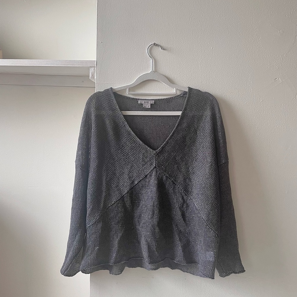 SOLD Helmut Lang Gray Linen open knit sweater